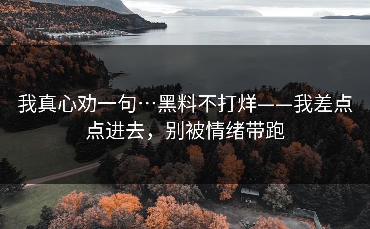 我真心劝一句…黑料不打烊——我差点点进去，别被情绪带跑